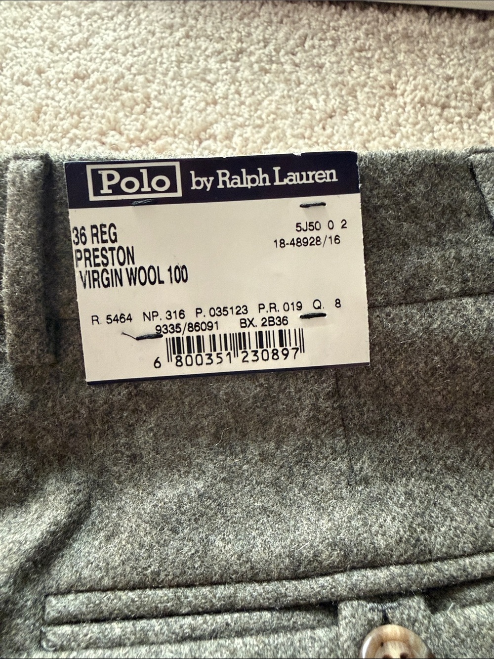 Polo by Ralph Lauren Gray Wool-Blend Dress Pants - Picture 3 of 3